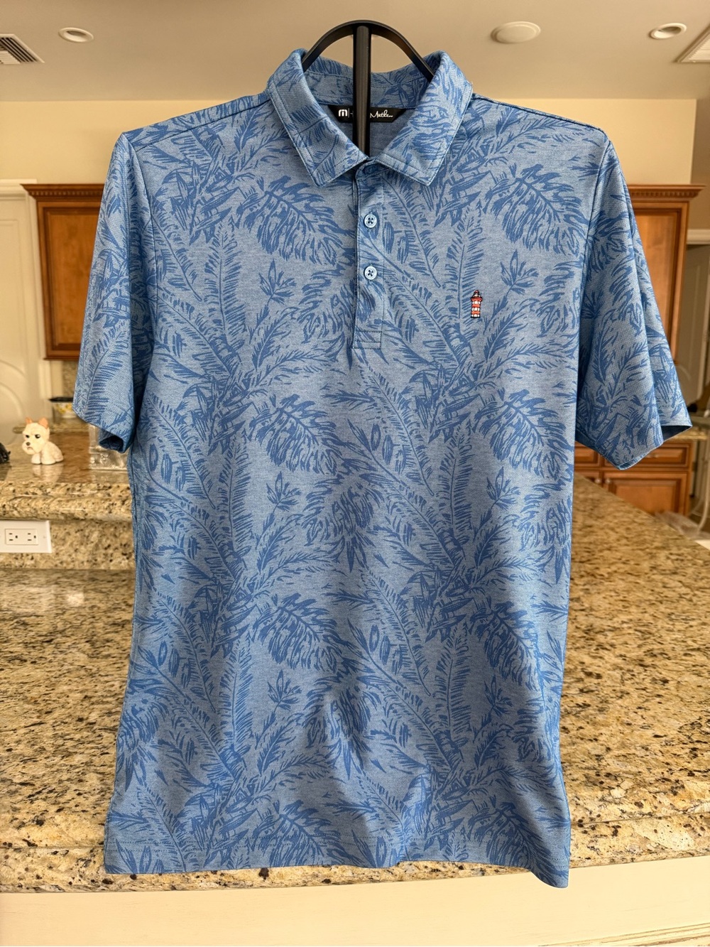 Travis Mathew “Forever Young” Heather Mid Blue Polo Shirt